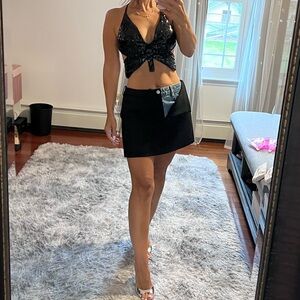 SER.O.YA Black and Blue Mini Skirt